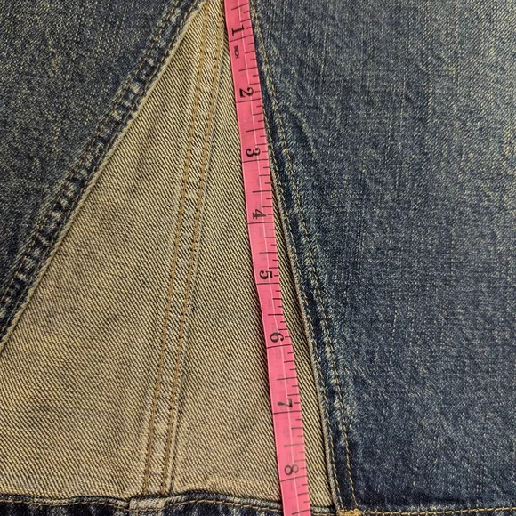 Topshop | Women's Denim Jean Mini Skirt | Split Slit Opening | Blue | Size 2 - Picture 6 of 10